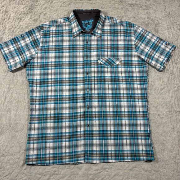 Kuhl Other - Kuhl Mens Hiking Button Down Shirt Size XXL Plaid Short Sleeve Blue